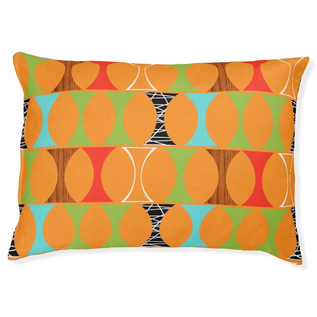 Mid Century Modern Orange Pattern Dog Bed (Front)