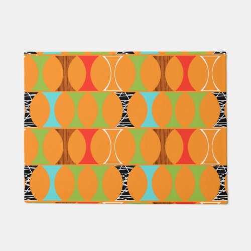 Mid Century Modern Orange Pattern Door Mat