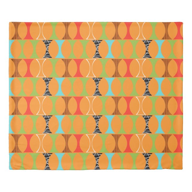 Mid Century Modern Orange Pattern Duvet Cover (Front)