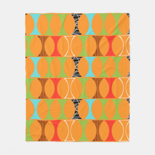 Mid Century Modern Orange Pattern Fleece Blanket