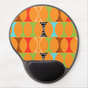 Mid Century Modern Orange Pattern Gel Mousepad