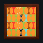 Mid Century Modern Orange Pattern Gift Box<br><div class="desc">Knock, knock. Who's there? Mid Century Modern Orange Pattern Gift Box! Hey, with a design this retro, you don't need a punch line. This perfectly mod pattern features a vibrant orange background and rows of an adorably kitschy shape in green, red, turquoise, black & white, and wood grain. The shape...</div>