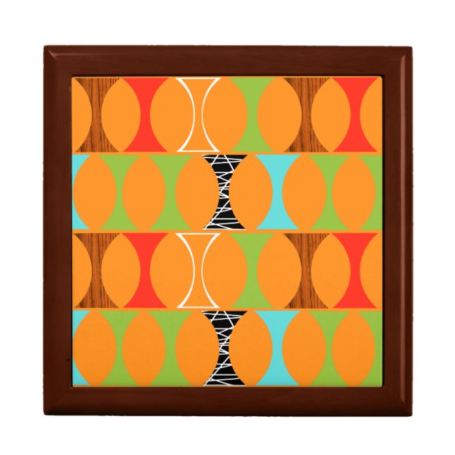 Mid Century Modern Orange Pattern Gift Box (Front)
