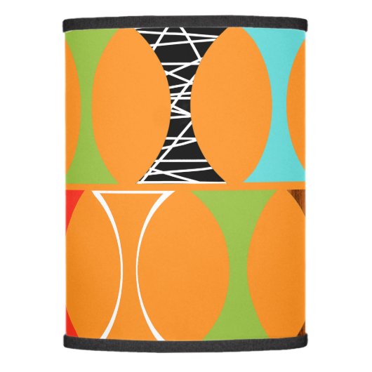 Mid Century Modern Orange Pattern Lamp Shade (Front)