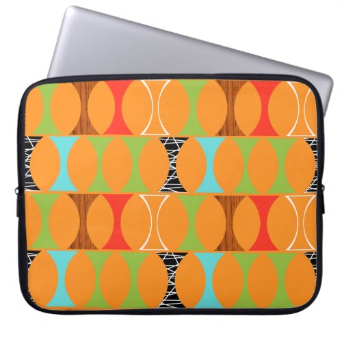 Mid Century Modern Orange Pattern Laptop Sleeve