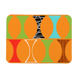 Mid Century Modern Orange Pattern Magnet
