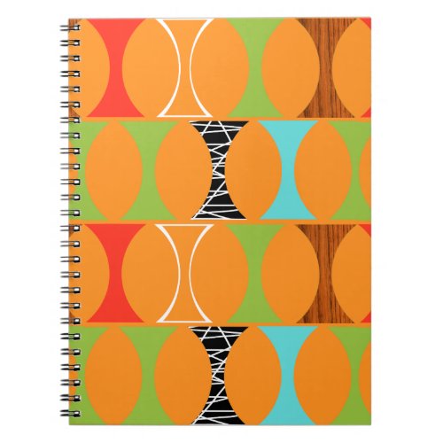 Mid Century Modern Orange Pattern Notebook