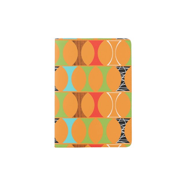 Mid Century Modern Orange Pattern Passport Holder (Front)