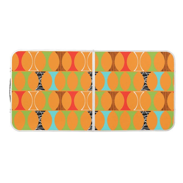 Mid Century Modern Orange Pattern Pong Table (Top)