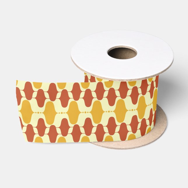 Mid-Century Modern Orange Pattern – Retro Accent Satin Ribbon (Spool)