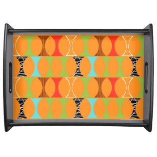 Mid Century Modern Orange Pattern Serving Tray
