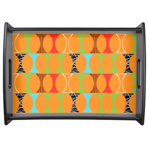 Mid Century Modern Orange Pattern Serving Tray