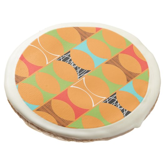 Mid Century Modern Orange Pattern Sugar Cookies (Angled)