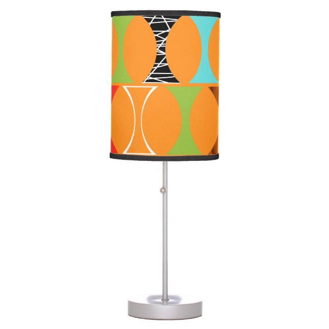 Mid Century Modern Orange Pattern Table Lamp (Front)