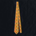 Mid Century Modern Orange Pattern Tie<br><div class="desc">Knock, knock. Who's there? Mid Century Modern Orange Pattern Tie! Hey, with a design this retro, you don't need a punch line. This perfectly mod pattern features a vibrant orange background and rows of an adorably kitschy shape in green, red, turquoise, black & white, and wood grain. The shape probably...</div>