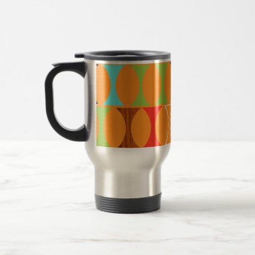 Mid Century Modern Orange Pattern Travel Mug