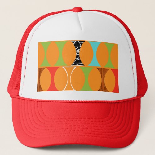 Mid Century Modern Orange Pattern Trucker Hat