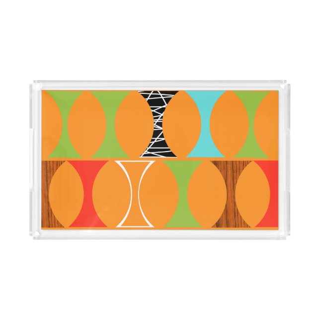 Mid Century Modern Orange Pattern Vanity Tray (Front)