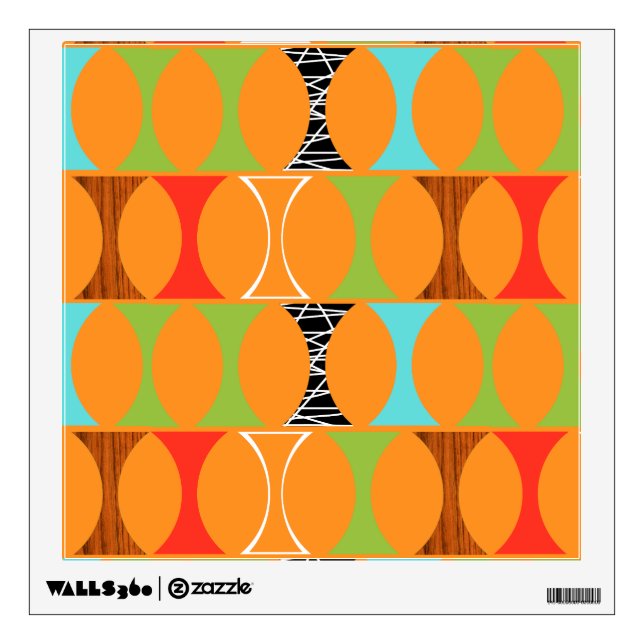 Mid Century Modern Orange Pattern Wall Decal (Front)