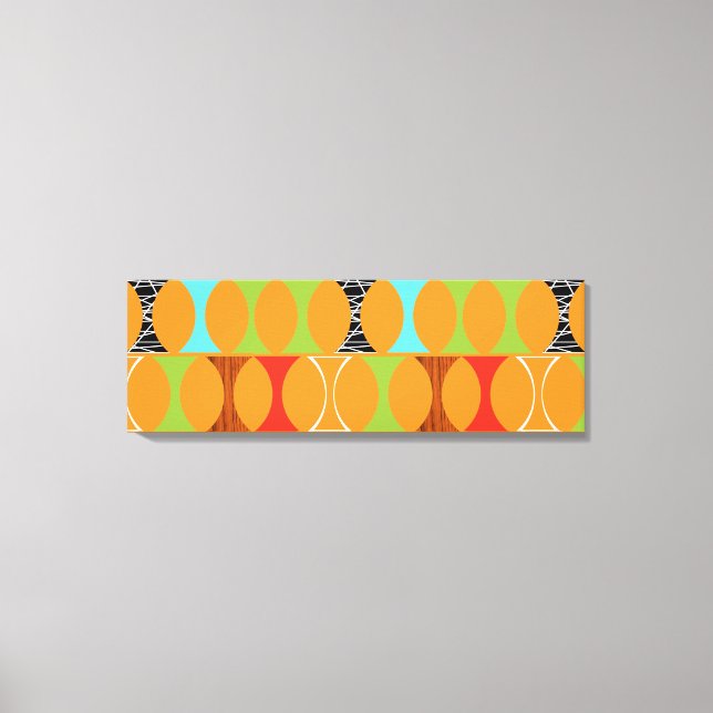 Mid Century Modern Orange Pattern Wrapped Canvas Print (Front)