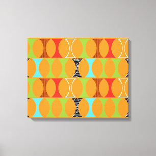 Mid Century Modern Orange Pattern Wrapped Canvas Print