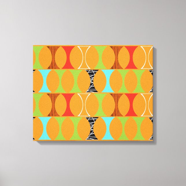 Mid Century Modern Orange Pattern Wrapped Canvas Print (Front)