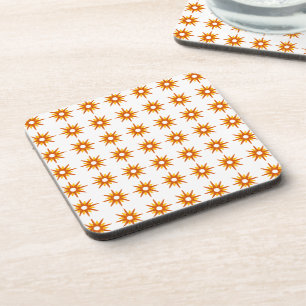 Mid-Century Modern Orange Starburst Pattern Beverage Coaster