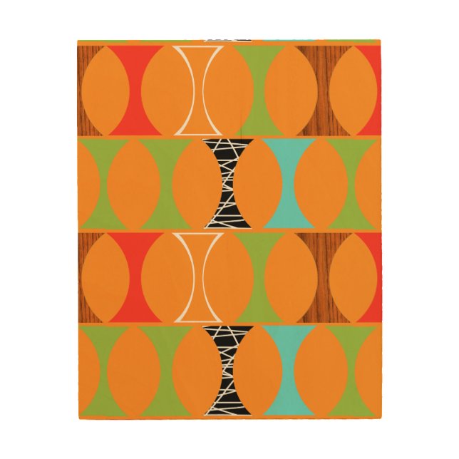 Mid Century Modern Orange Wood Wall Art (Front)