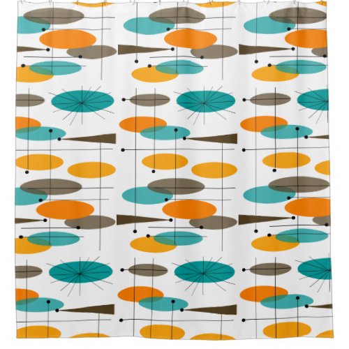 Mid-Century Modern Orbs Shower Curtain