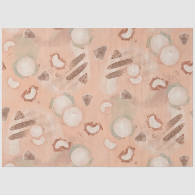 Mid Century Modern Organic Rounded Geometric Peach Tissue Paper (Front)