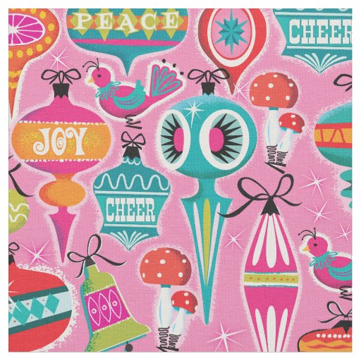 Mid-Century Modern Ornaments Christmas Fabric