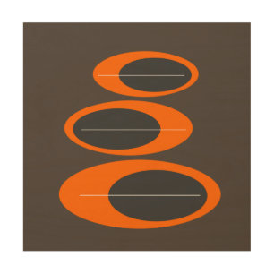 Mid Century Modern Oval   WOOD WALL ART Hanging