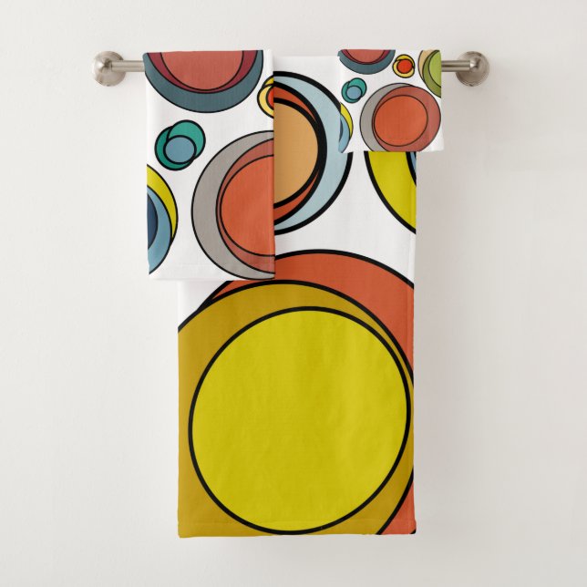 Mid-Century Modern Ovals  Bath Towel Set (Insitu)