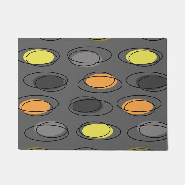 Mid Century Modern Ovals Scribbles Slate Gray Doormat (Front)