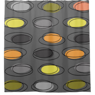 Mid Century Modern Ovals Scribbles Slate Gray Shower Curtain