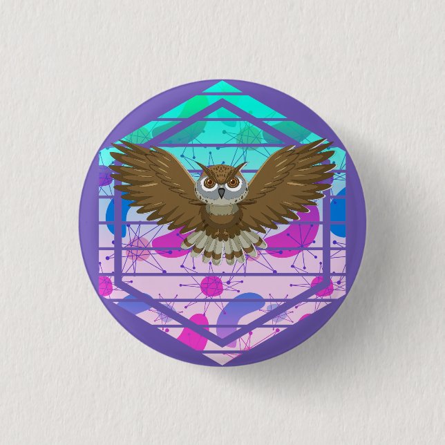 Mid Century Modern Owl Button (Front)