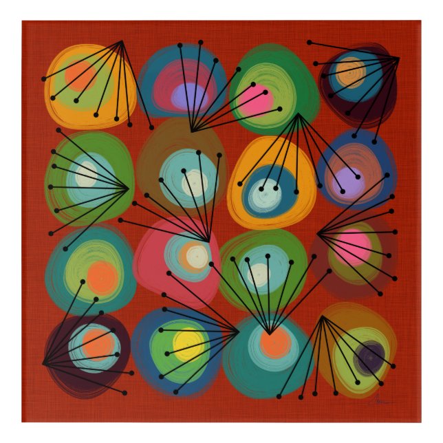 Mid Century Modern Painted Circles Acrylic Print (Front)