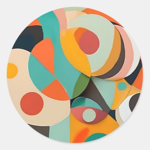Mid Century Modern Painting Various Colors Classic Round Sticker