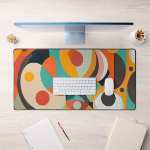 Mid Century Modern Painting, Various Colors Desk Mat