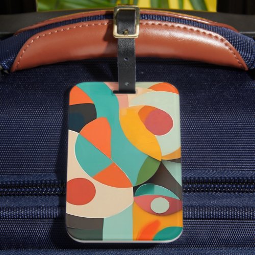 Mid Century Modern Painting Various Colors Luggage Tag