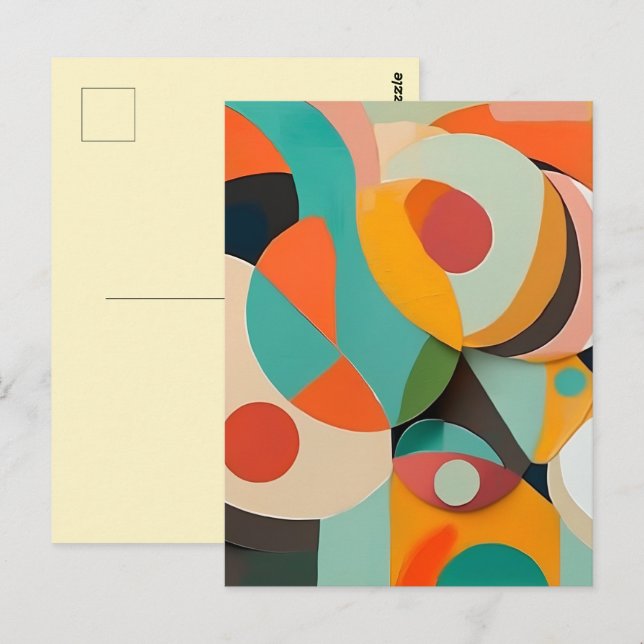 Mid Century Modern Painting, Various Colors Postcard (Front/Back)
