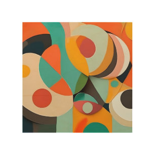 Mid Century Modern Painting, Various Colors Wood Wall Art