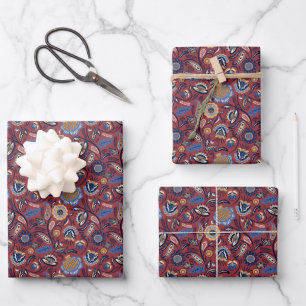 Mid Century Modern Paisley Pattern Wrapping Paper Sheets