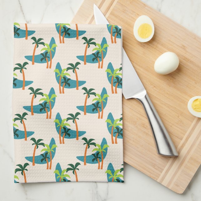 Mid Century Modern Palm Oasis Kitchen Towel (Quarter Fold)