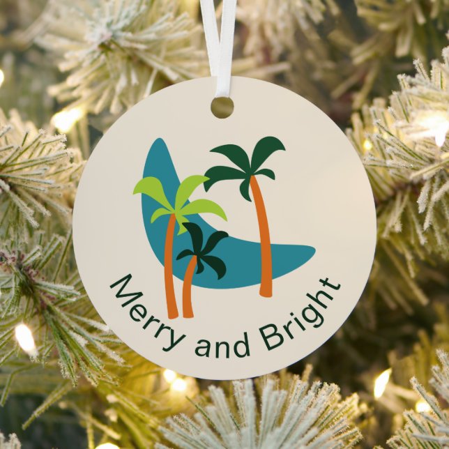 Mid Century Modern Palm Oasis Metal Ornament (Insitu)