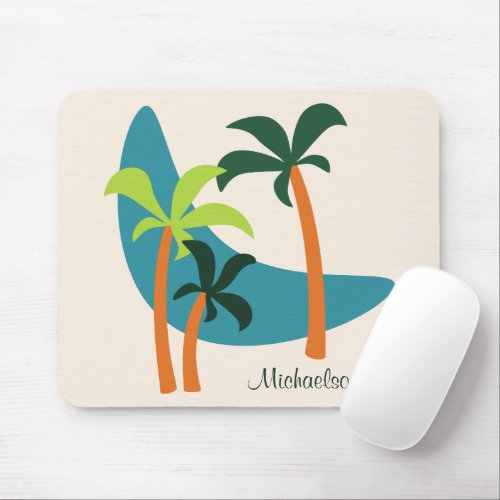 Mid Century Modern Palm Oasis Mouse Pad