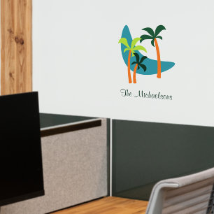 Mid Century Modern Palm Oasis Name Wall Decal
