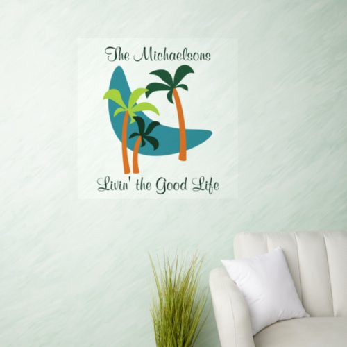 Mid Century Modern Palm Oasis Wall Decal
