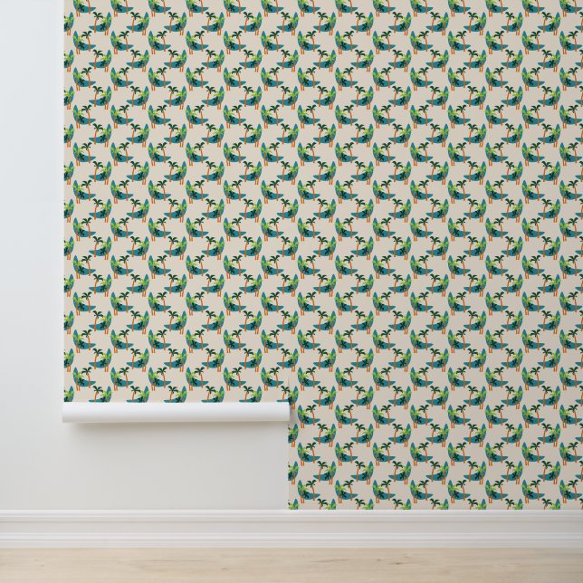 Mid Century Modern Palm Oasis Wallpaper (Application)
