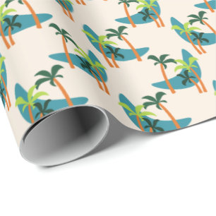 Mid Century Modern Palm Oasis Wrapping Paper